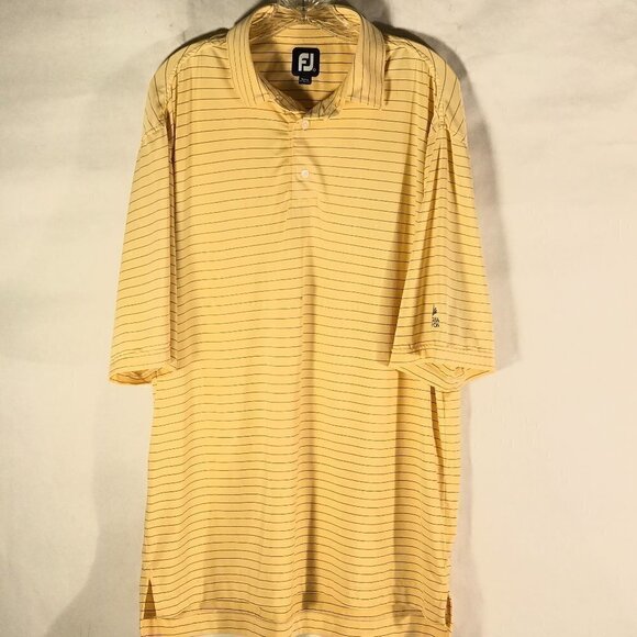 FootJoy Striped Yellow Golf Golfing Polo Button Up Shirt - Picture 3 of 9